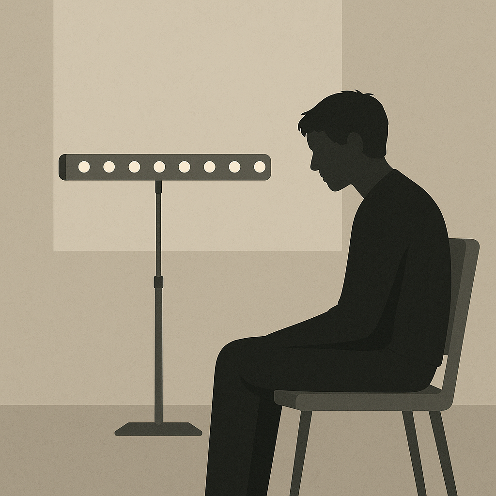 Minimalistische illustratie psychologische behandeling met EMDR-lichtbalk